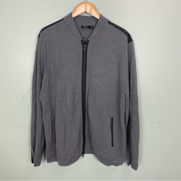 Theory‎ Thadd Gray Grey Mens Wool Zip Up Sweater XXL